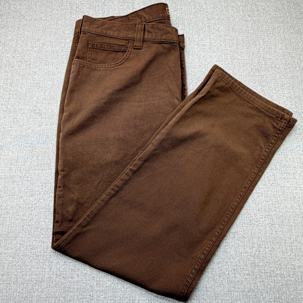 Carhartt Mens 38x32 Relaxed Fit Brown Canvas Work Pants Straight Leg Utility